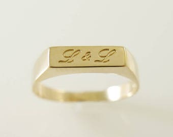 Gold name ring. Personalized name ring. Word ring. Name gold ring. gold name ring. signet ring.  name  initial ring