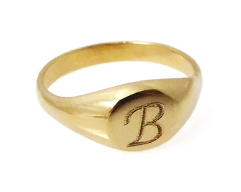 14kt solid gold, Pinky monogram ring. Personalized ring, Unisex ring, gift for him, personalized jewelry, gold initial ring,gift for her