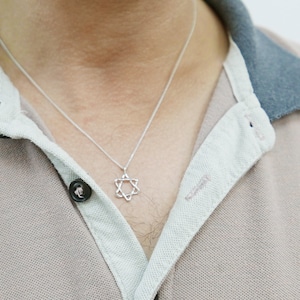 Medium white  gold 14kt women men star of david necklace. Judaica Jewelry. david star necklace. magen david necklace. kabala .unisex judaica