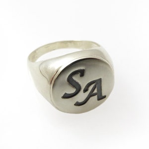 Men monogram ring.college ring.initial ring.silver monogram ring.men initial band.mens initial ring.silver ring image 3