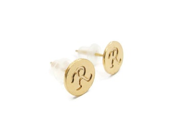 Gold earrings. Initial earrings. Letter earrings. Personalized earrings. Post earrings. Gold stud earrings. Initials gold earrings. Gifts