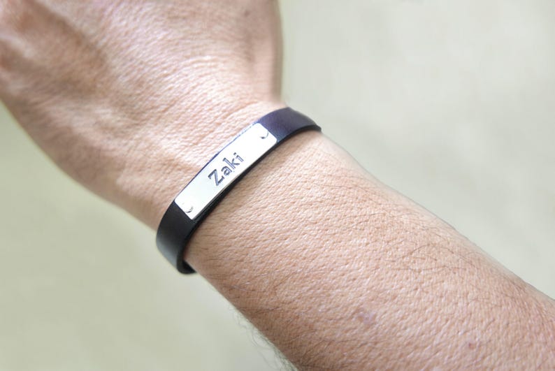 Mens leather bracelet. Personalized bracelet. monogram bracelet. name bracelet. Personalized jewelry. initial bracelet. Unisex bracelet. image 3
