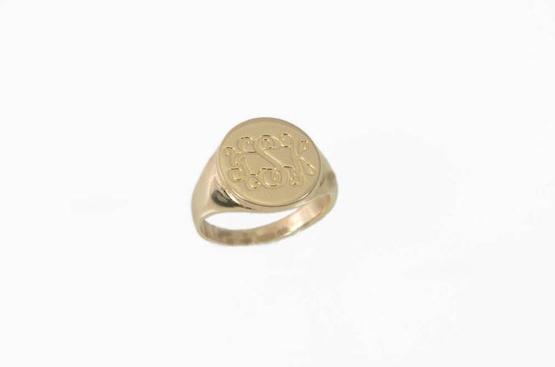 Pinky ring, Personalized ring, women monogram ring, gift for him, Unisex ring, gift for her ,personalized jewelry, gold initial ring, image 2