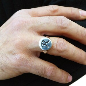 Men Monogram Ring. College Ring. Initials Ring. Silver Monogram Ring ...