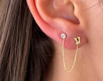 Hebrew Initial earrings. wire Letter earrings. Gold earrings. Personalized earrings. Post earrings. stud earrings. Initials gold earrings.