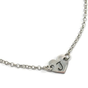 Heart initial necklace. Sterling silver heart initial necklace. Silver initial necklace. Initial heart necklace. Bridesmaid gift. gift idea