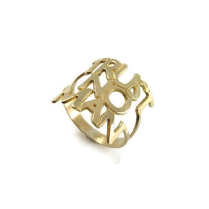 Trust no man ring. Personalized ring. Gift for her. Personalized jewelry. Personalized gift. Trust no man jewelry. Gold statement ring. Gift