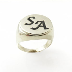 Men monogram ring.college ring.initial ring.silver monogram ring.men initial band.mens initial ring.silver ring image 1