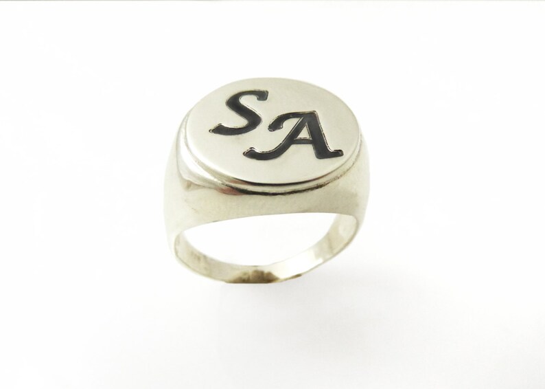 Men monogram ring.college ring.initial ring.silver monogram ring.men initial band.mens initial ring.silver ring image 1