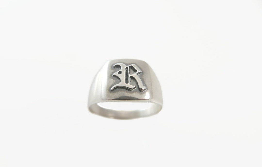 Monogram Ring .men Initial Ring. Silver Monogram Ring. Personalized ...