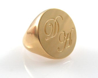 Gold initials ring. Personalized ring. Unisex ring. Gold personalized ring. Signet ring. Initials gold ring. Personalized men ring.(1900)