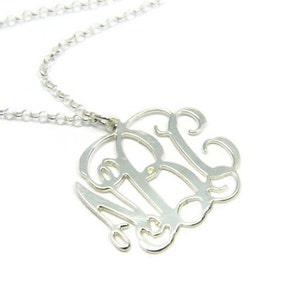 Monogram Necklace. 1.5&quot; Personalized Initial necklace. Sterling silver 925 monogram necklace. Monogram jewelry. Initial jewelry. Gift ideas