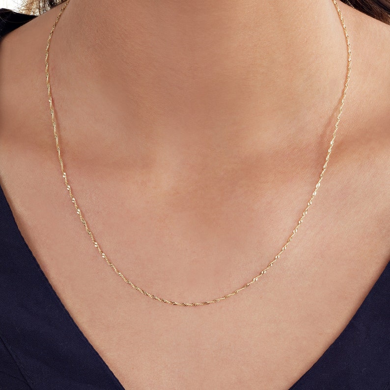 14k gold chain gental necklace yellow white gold necklace image 1