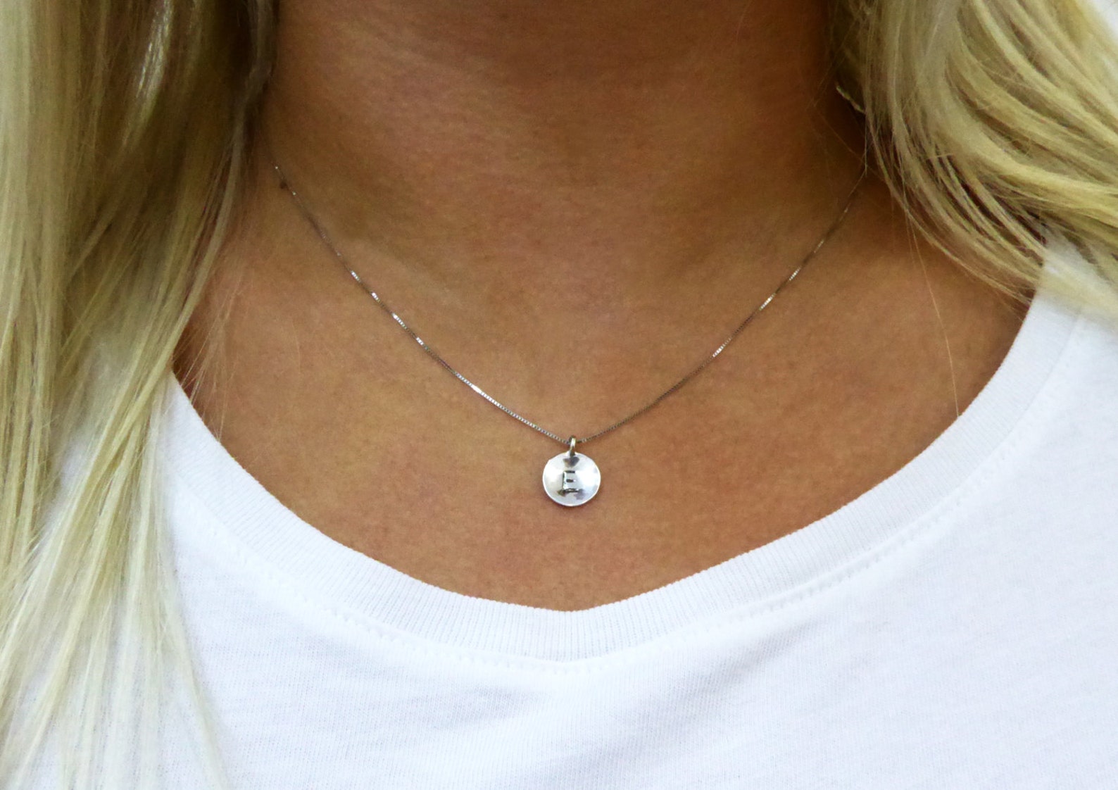 14 K White Gold Necklace. Initial Pendant. Letter Charm Etsy