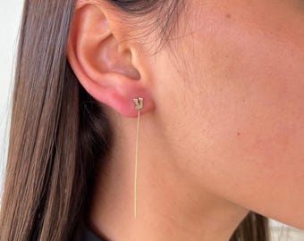 Hebrew Initial earrings. wire Letter earrings. Gold earrings. Personalized earrings. Post earrings. stud earrings. Initials gold earrings.