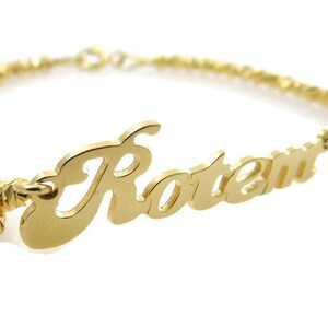 Name bracelet. Heart gold bracelet. Gold bracelet. Beaded name bracelet. Personalized bracelet. Gold plated brass bracelet.  Gift ideas