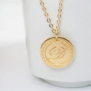 Gold Initial necklace. Personalized Necklace. Letter necklace. Romantic initial necklace. Heart initial necklace. Monogram jewelry. Gifts