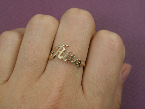 R Initial Ring in 10kt Yellow Gold