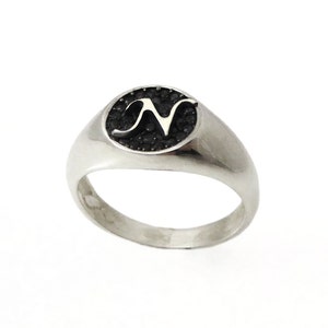 Pinky ring. Silver ring. Monogram ring. Unisex ring. Monogram ring. Initial oxide ring. Gift for her. Signet ring. Personalized ring. (2131)