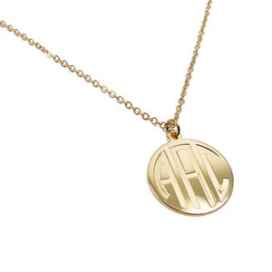 Monogram pendant. Initials Necklace. 0.8&quot; Personalized necklace. Monogram jewelry. Gold coin necklace. Monogram