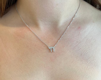 Medium  Silver Chai Necklace . dainty  Chai women necklace.  delicate Chai pendant. Jewish Gift .Jewish Jewelry .bar mitzvah gift