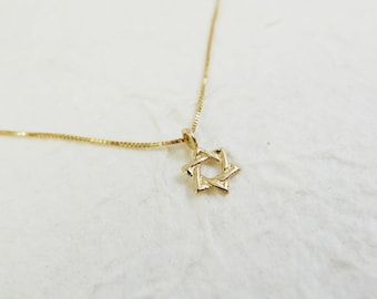 Tiny 14k solid gold star of david necklace. Judaica Jewelry. david star necklace. magen david necklace. kabala necklace. Jewish jewelry