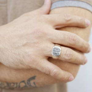 Men Monogram ring. men gift. Monogram ring. Initial ring . Signet ring. Personalized gift for boyfriend. signet ring. Personalized men image 3