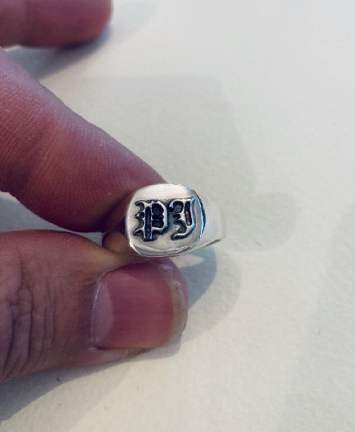 Monogram Ring .men Initial Ring. Silver Monogram Ring. Etsy