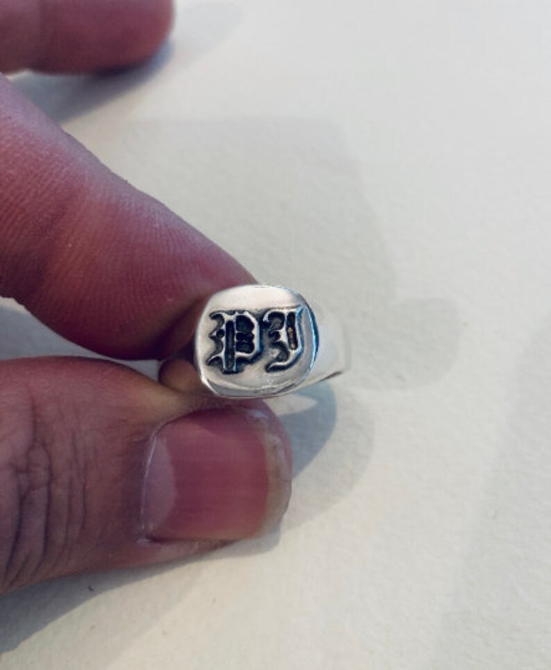 Monogram Ring .men Initial Ring. Silver Monogram Ring. Etsy