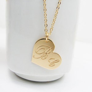 Heart necklace. Personalized Gold heart necklace. Initial image 1