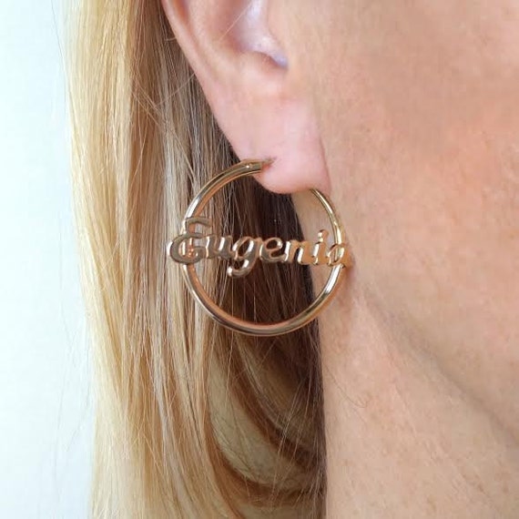 Personalized gold earrings hoops hotsell