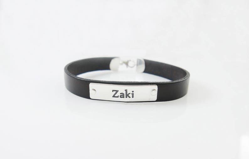 Mens leather bracelet. Personalized bracelet. monogram bracelet. name bracelet. Personalized jewelry. initial bracelet. Unisex bracelet. image 2