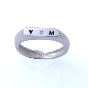 Diamond personalize ring. name ring. Personalized name ring. Word ring. Initials gold ring. silver name ring. womens signet ring