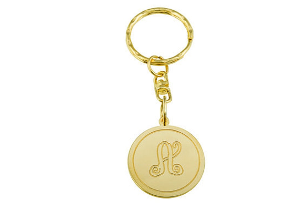 Monogram Key Chain. Gold Monogram Key Chain. Personalized Key Chain