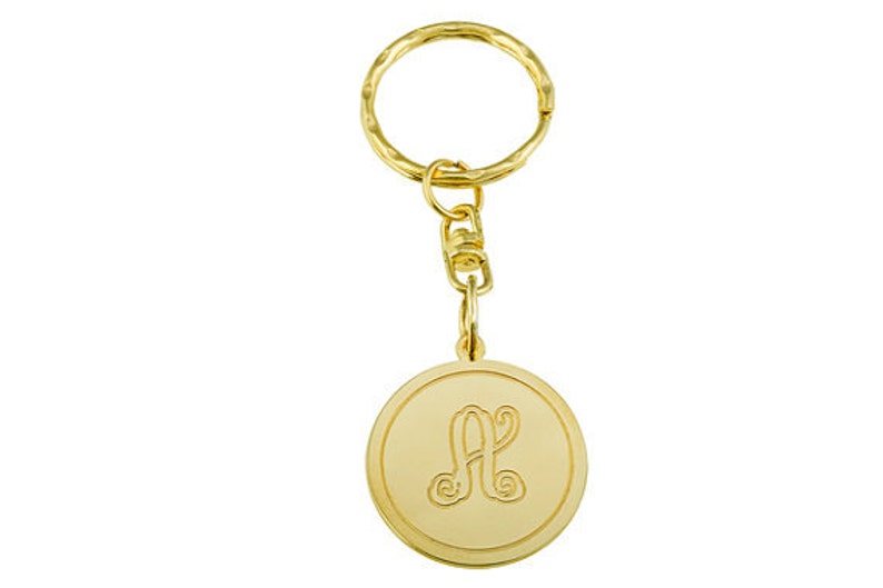 Monogram Key Chain. Gold Monogram Key Chain. Personalized Key Etsy