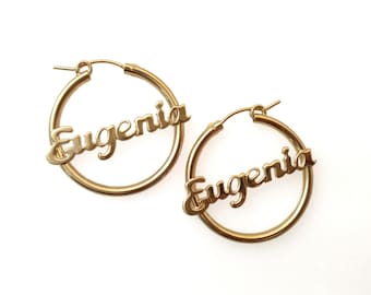 Personalized rose gold earrings.hoop earrings. Name earrings. Name hoop earrings. gold name earrings. Personalized earrings.