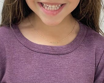 14k gold 0.8 mm thick Hebrew name necklace. tiny gold name necklace. Gold personalized name necklaces.  Personalized Jewelry