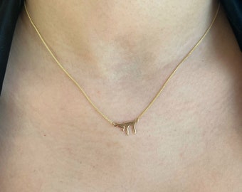 14k solid gold medium Chai Necklace .Chai pendant. Bat Mitzvah Gift .Jewish Jewelry .Tiny Chai Charm Necklace .Hebrew chai Necklace. hai