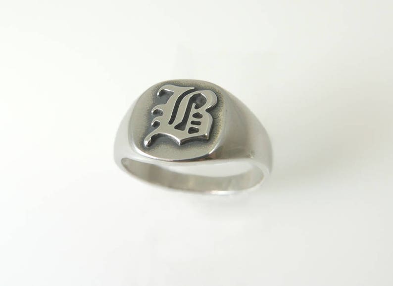 Monogram Ring .men Initial Ring. Silver Monogram Ring. Etsy