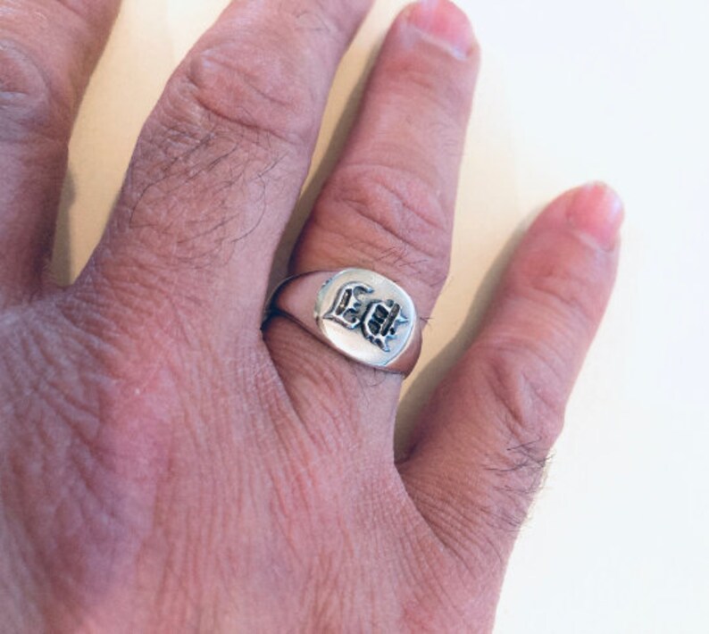 Monogram Ring .men Initial Ring. Silver Monogram Ring. Etsy