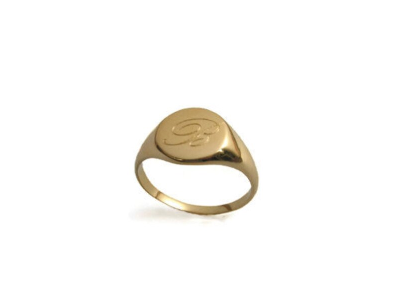 14k solid gold Gold monogram ring. Personalized ring Unisex image 1