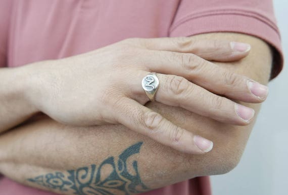 Silver Monogram Ring. Personalized Ring Unisex Ring Gift for Him Personalized Jewelry Men Ring Gold Initial Ring Etsy