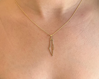 Medium 14kt solid gold map of israel.  map of Israel.  Judaica Jewelry. magen david necklace. 14k gold Israel map. kabala jewelry.