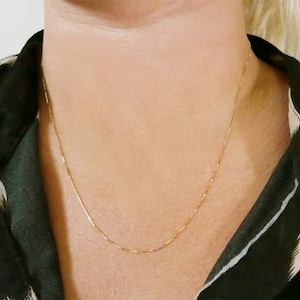 14k gold chain, gold necklace, yellow gold necklace,box necklace