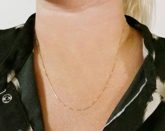 14k gold chain, gold necklace, yellow gold necklace,box necklace