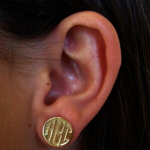 Gold earrings. Monogram earrings. Initial earrings. Personalized earrings. Post earrings. Gold stud earrings. Monogram gold earrings. image 4