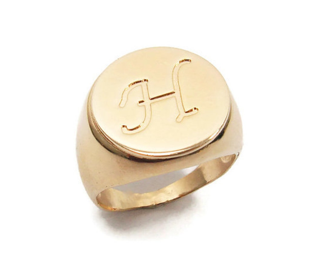 Initial Ring. Gold Men Ring. Unisex Initial Ring. Crystal Initial Ring ...