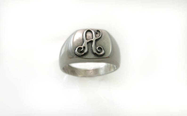 Men Monogram ring. men gift. Monogram ring. Initial ring . Signet ring. Personalized gift for boyfriend. signet ring. Personalized men image 1