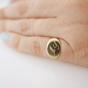 14k solid gold Pinky ring. Monogram ring. monogram ring. Initial ring. Gift for her. Gold signet ring. Personalized ring. initial ring. image 4