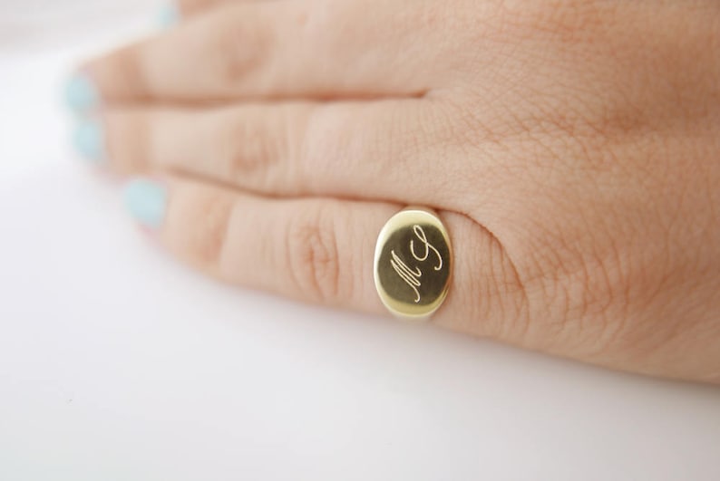 14k solid gold Pinky ring. Monogram ring. monogram ring. Initial ring. Gift for her. Gold signet ring. Personalized ring. initial ring. image 4